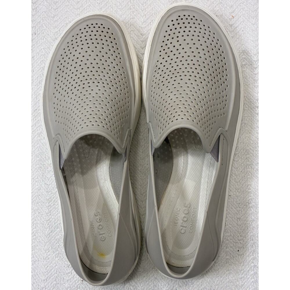 Crocs Citilane Roka Perforated Slip On Loafers Shoes Stone Tan Grey Women Sz 10